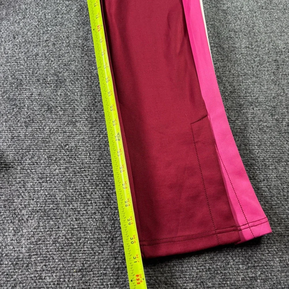 Pam & Gela Track Pants Womens Medium Burgundy Pink Stripe New Athleisure Joggers